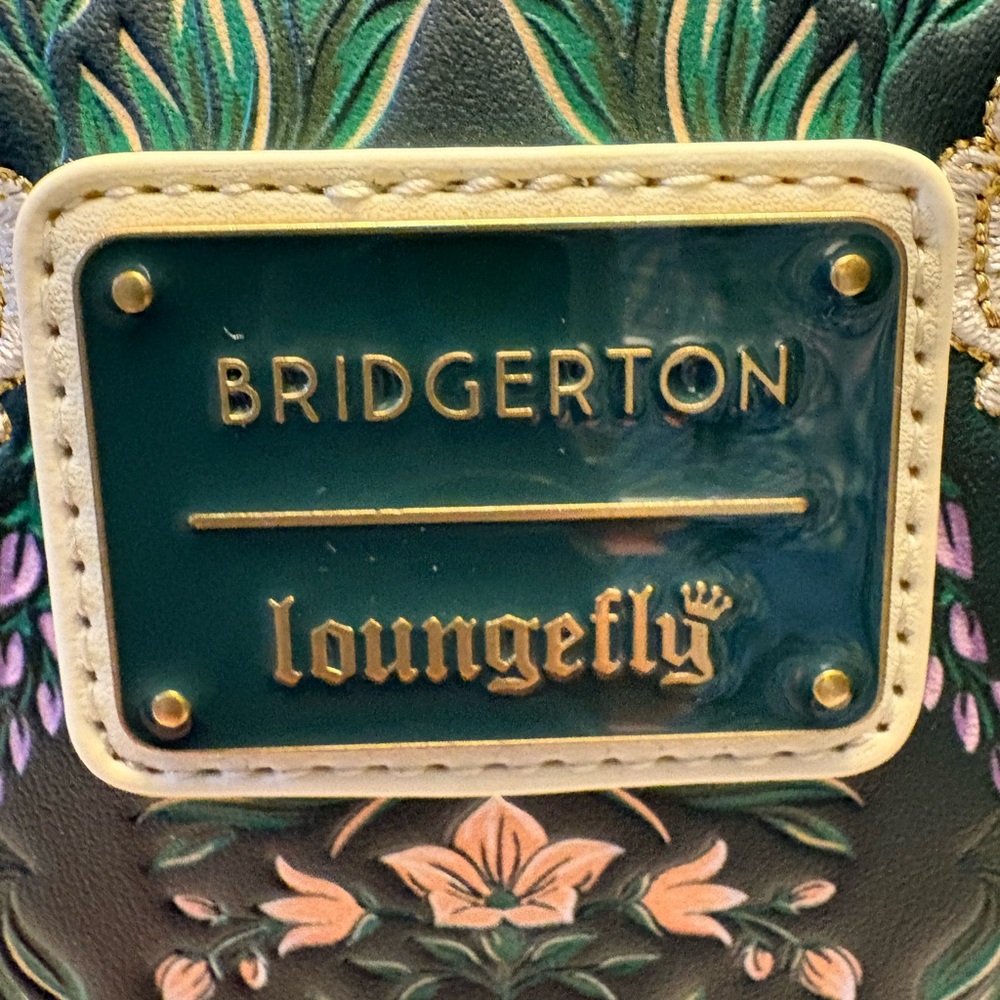 Loungefly Bridgerton Floral Green Backpack - Picture 2 of 5